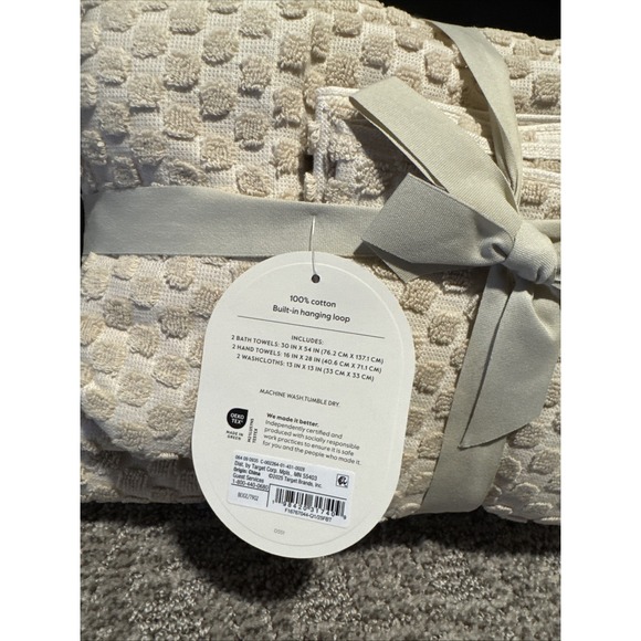 Threshold Performance Plus Textured Dot Bath Towel Set Khaki 6pc BRAND NEW W TAG - Picture 4 of 8
